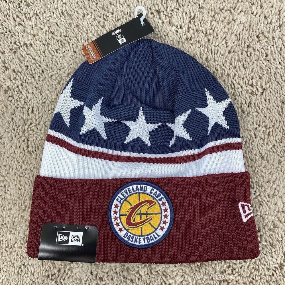 Cleveland Cavaliers New Era Beanie 2018 Tip Off Cuffed Knit‎ Hat Wine Blue Stars
